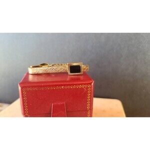 Dante Gold Tone Tie Bar with Black Glass Accent Vintage